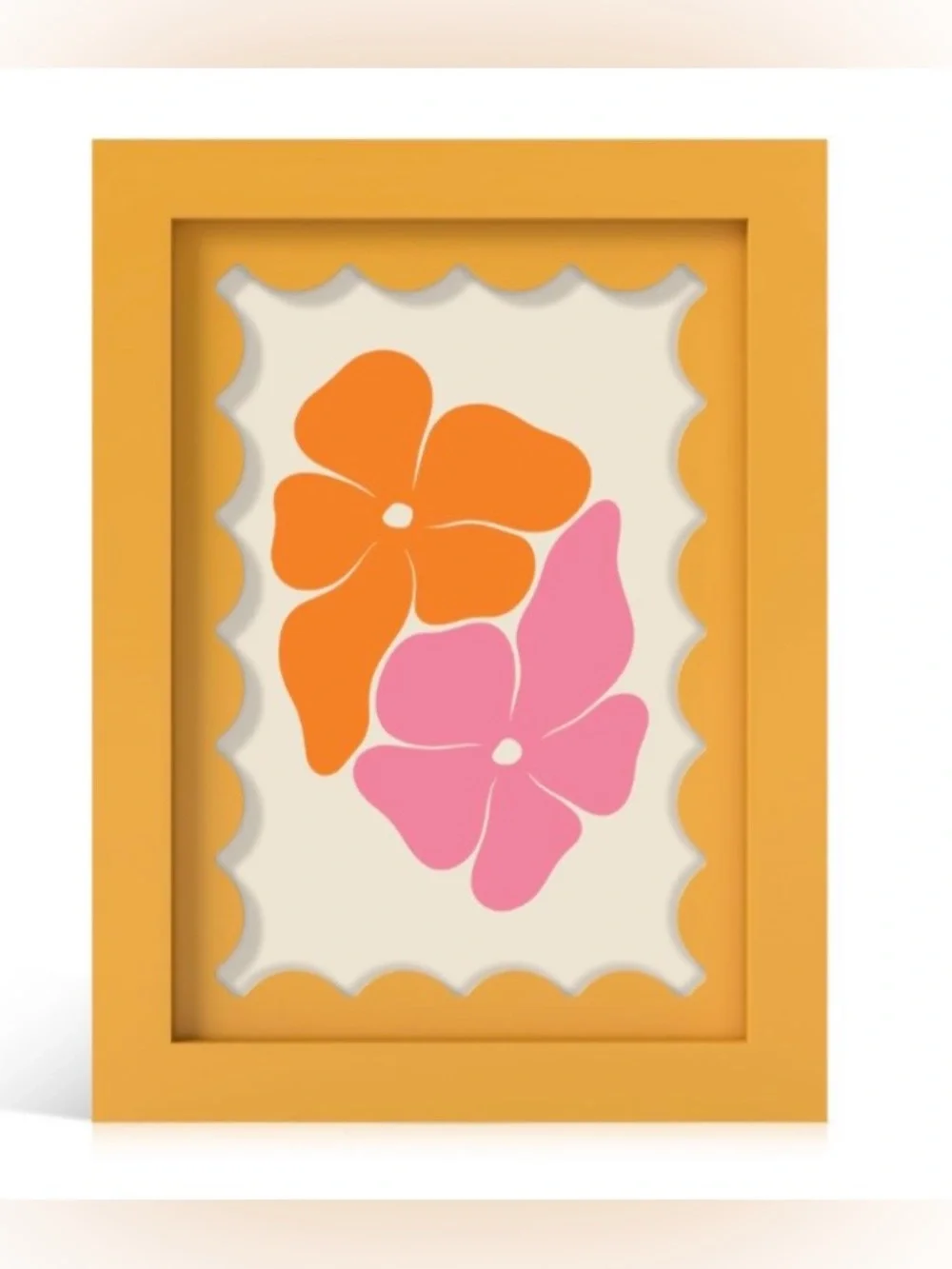 Yellow Picture Frame with Wavy Mat 5x7”